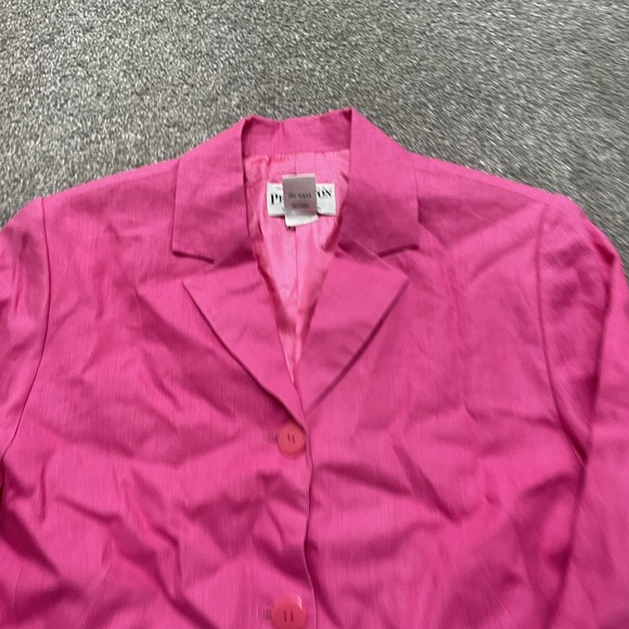 Pendleton Blazer Womens 8 Pink Linen Lined 3 Button Notch Lapel Jacket Office - Picture 2 of 7
